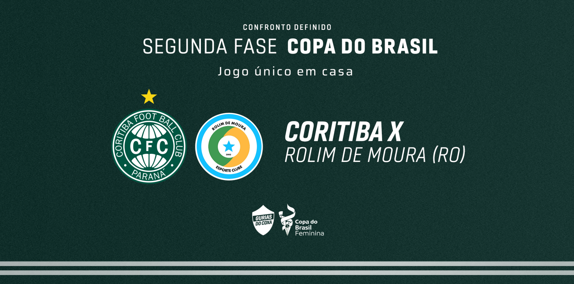 Coritiba enfrenta o Rolim de Moura-RO na segunda fase da Copa do Brasil Feminina