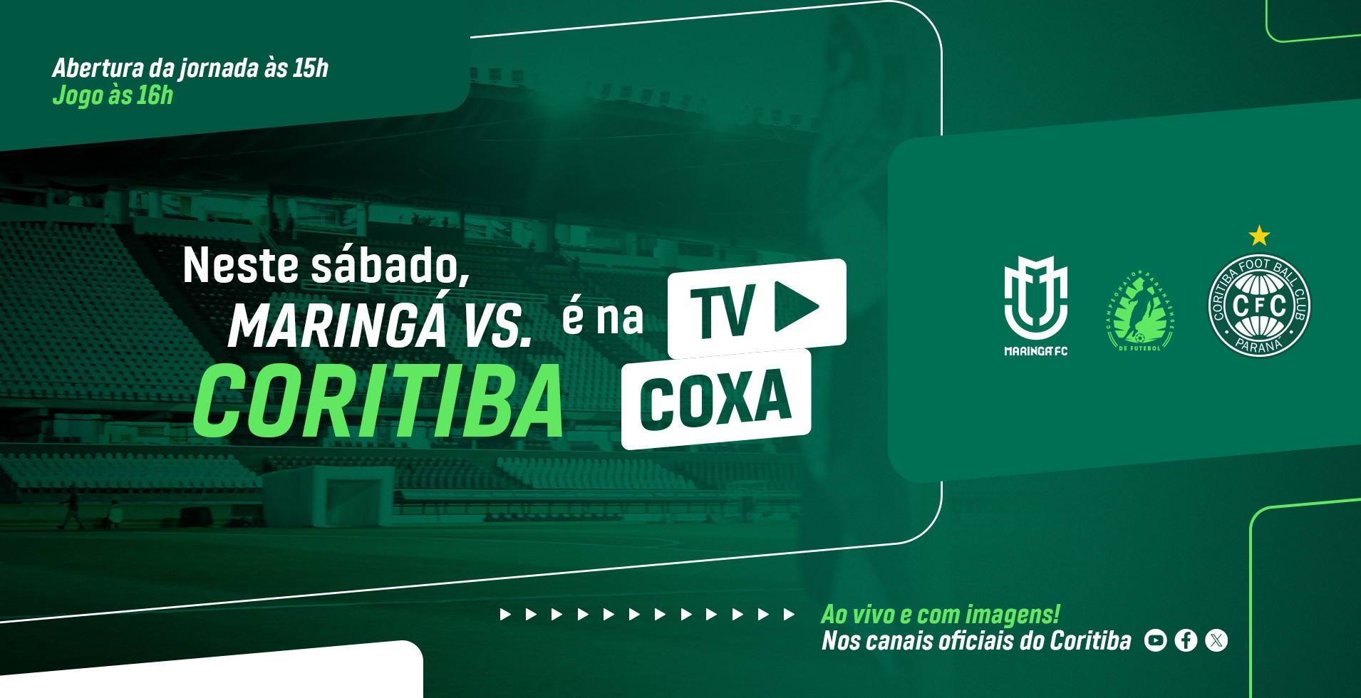 TV Coxa mostra Maring x Coritiba ao vivo e com imagens; Veja como assistir