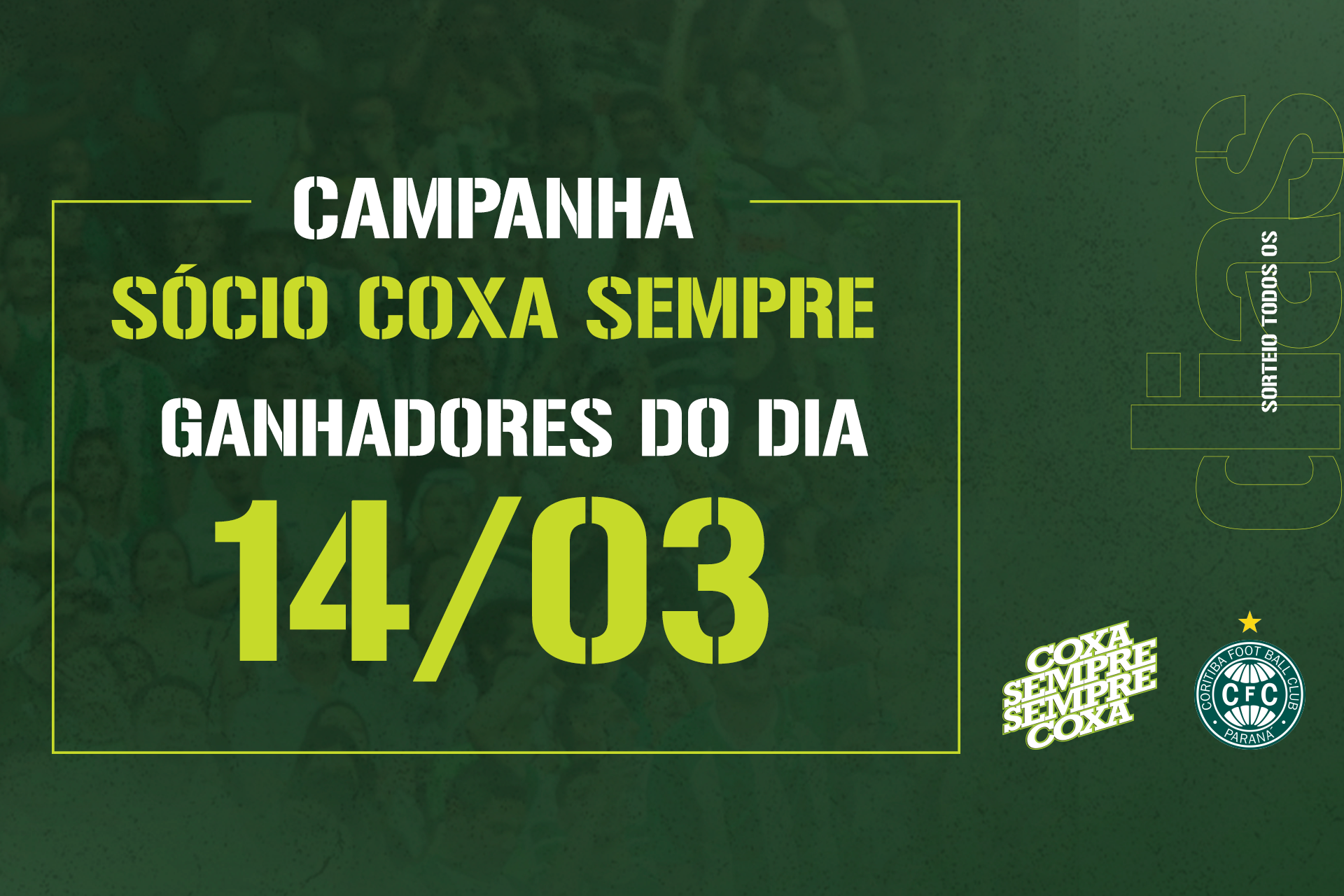 Vencedores do sorteio do dia 14/03